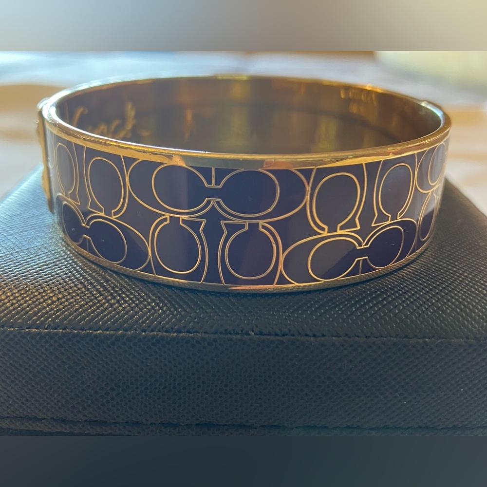 Coach Gold and Purple Signatures C Patterned Bangle